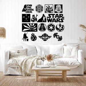 Star Wars Darth Vader Yoda corte láser dxf svg glowforge archivos pared arte calcomanía silueta plantilla cnc corte enrutador descarga instantánea