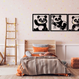 Urso panda gigante corte a laser dxf svg arquivos glowforge adesivo de arte de parede vinly decalque silhueta modelo roteador de corte cnc download instantâneo
