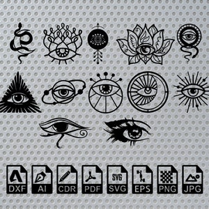 Eye Meditation Yoga Chakra Lotus laser cut dxf svg glowforge files wall art sticker silhouette template cnc cutting router digital download