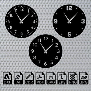 Wall Clock SVG DXF Cut File – Laser Cut Clock Template – Digital Download for CNC, Glowforge, Metal Wood Wall Art Design