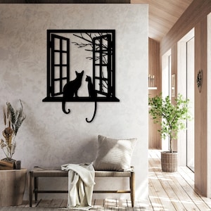 Cat Window taglio laser dxf SVG file Glowforge adesivo da parete Vinly decalcomania silhouette modello router di taglio CNC download immediato vettoriale digitale