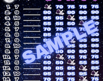 Tablero de bingo pyp de Astronaut Board 100 con ganancias