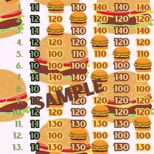 150 pyp bingo board with profit burgers