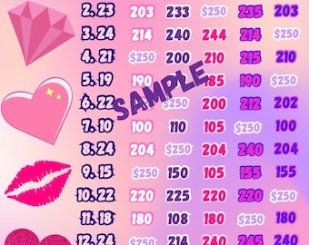 Tablero de bingo de 250 pyp con glamour de ganancias