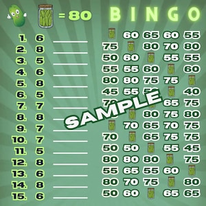 Pyp pickles 80 every row with profit bingo board