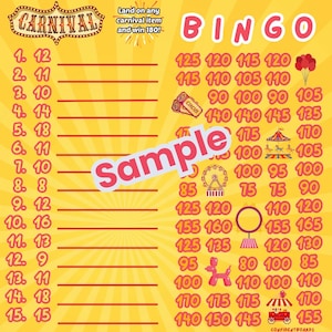 carnival 180 every row bingo board with profit