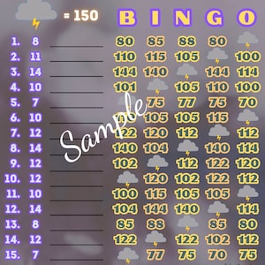thunder pyp 150 every row with profit bingo board