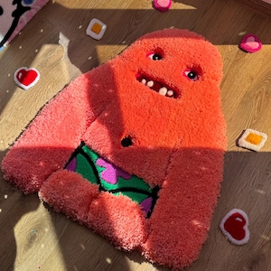 SALE! IN STOCK | 2.5 ft Fuggler the Toy Rug: 3D Tufted Fluffy Handmade Decor Tufting Carpet Tufting Rug Monster Mat