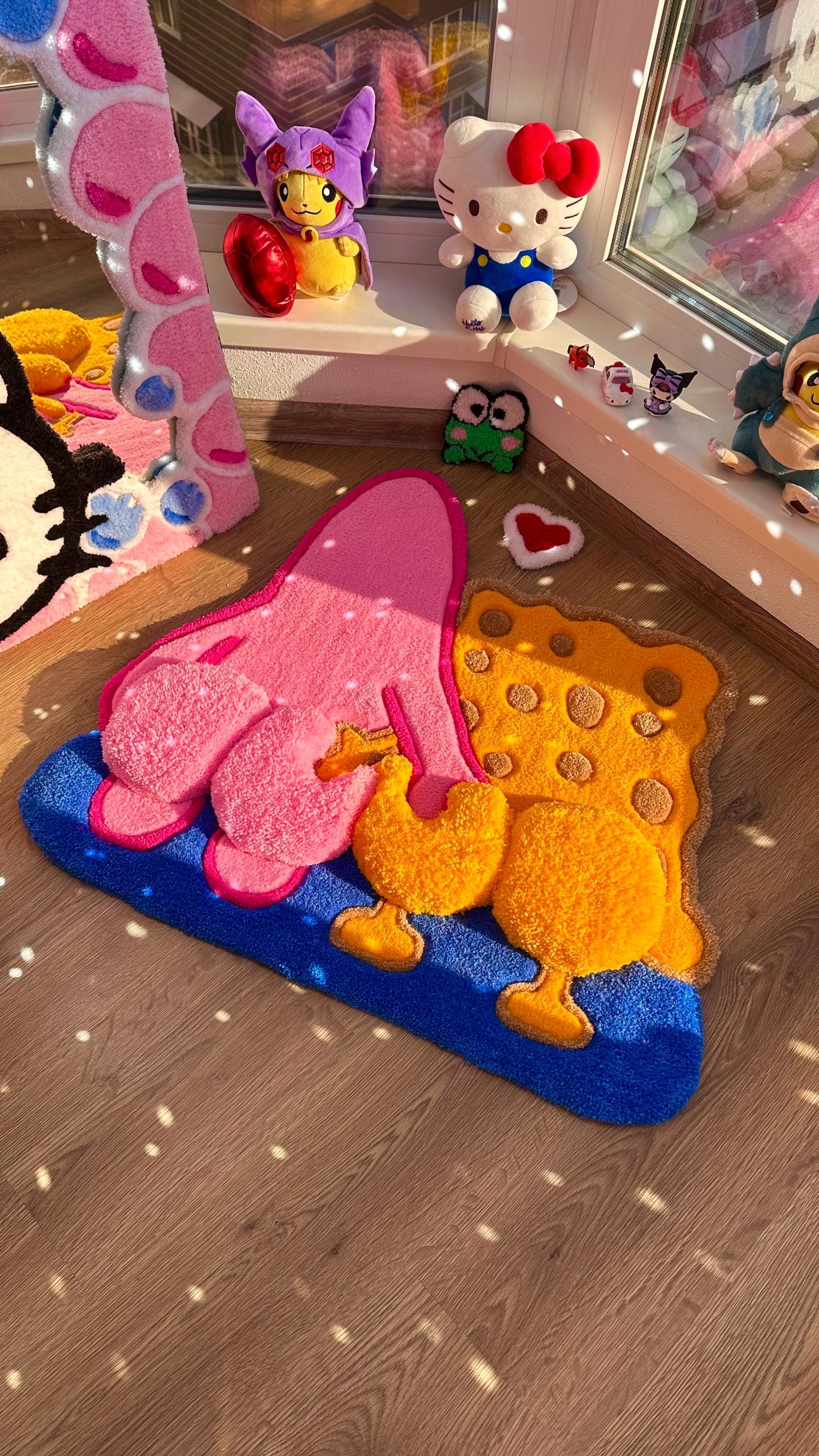 カスタムハンドメイドタフテッドラグ - ピンクのふわふわカーペット