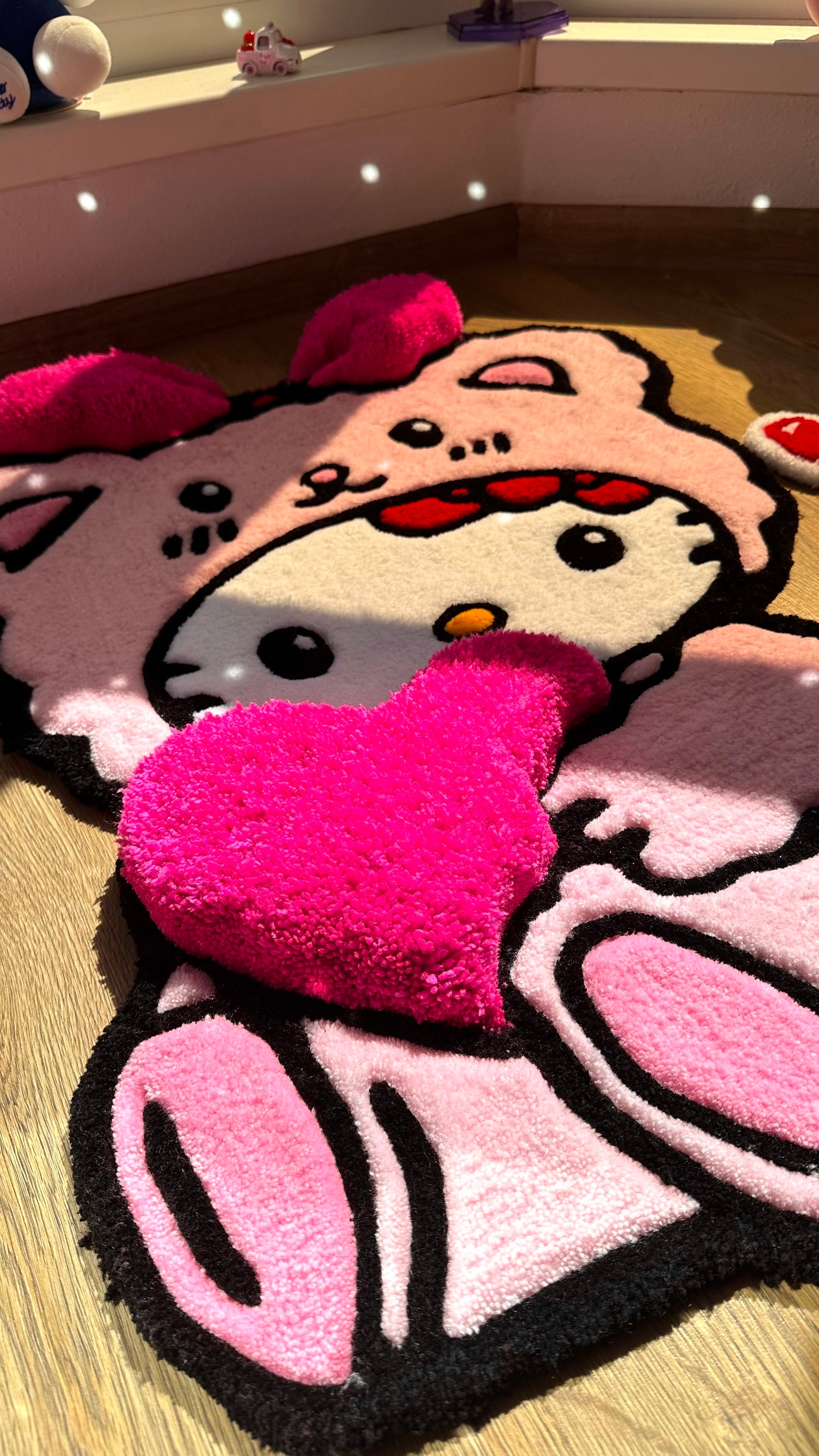 Pink Bear Custom Rug – Cute Puffy 3D Tufted Carpet, Kawaii Handmade ...