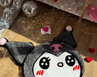 Tufted Rug Custom 3D Puffy Anime Rug, Handmade Carpet with Gothic Lolita Style, Cute Decor, Pastel Goth Room Vibes