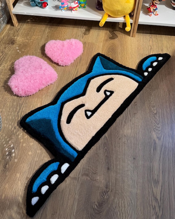 Snorlax Tufted Rug – Handmade Anime Decor, Fluffy Carpet