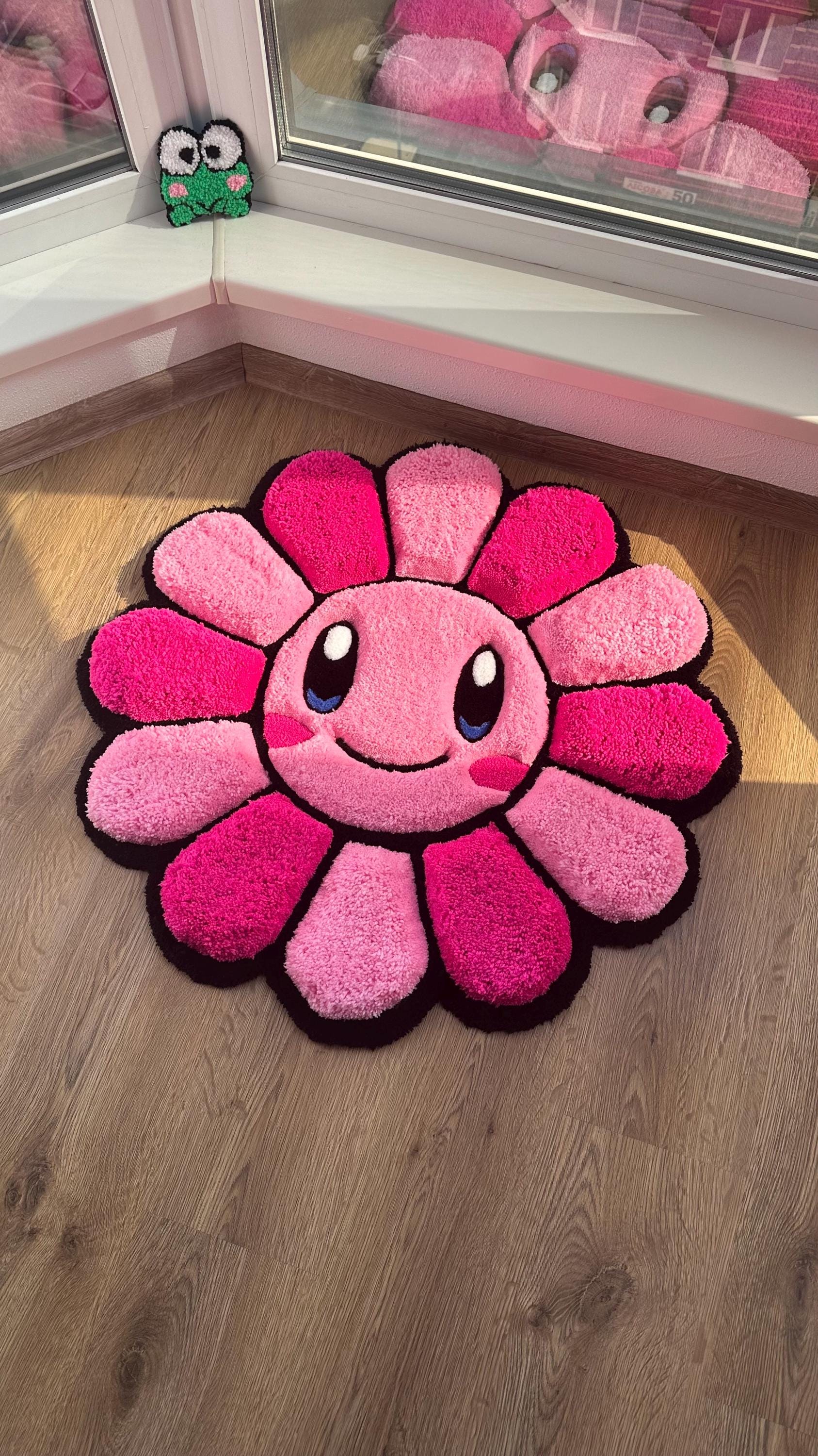 Pink Flower Rug: Handmade Tufted 3D Kawaii Decor - Etsy