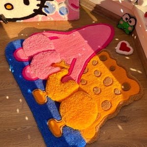 Handgemachter Tufted Teppich – Rosa Puffy Teppich, Kinderzimmer Bodendekor, 3D Teppich, Flauschige Matte Home Decor