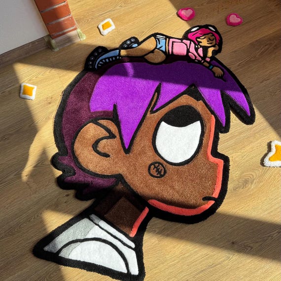 Lil uzi vertキャラクターデザインラグ リル・ウージーマットy2k Lil Uzi Album Cover Rug – Handmade Tufted Carpet, Fan Art Decor
