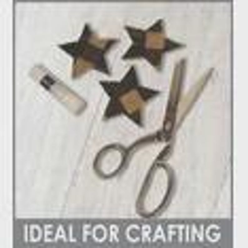 May include: A craft supplies arrangement featuring three star-shaped ornaments with brown and tan patterns, a tube of glue, and a pair of scissors. The text "IDEAL FOR CRAFTING" is at the bottom of the image.