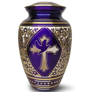 TJ CASA Purple Cremation Urn, Adult Cremation Urn for Funeral, Keepsake Urns, New Design, Urns for Human Ashes Male/ Female Urns Handcrafted