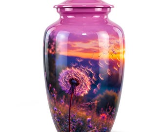 Urna funeraria Dandelion Sunset para cenizas de adultos - Urnas conmemorativas para funerales - Recuerdo de un paisaje natural apacible