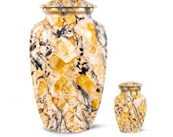Urna funeraria de cristal de cuarzo miel dorado para regalo de funeral - Urnas conmemorativas para cenizas de adultos - Recuerdo de entierro de piedra natural