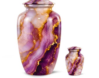 Urna funeraria de cristal de amatista real para cenizas de adultos - Urnas conmemorativas para funerales de padres - Recuerdo funerario de lujo con piedra preciosa púrpura