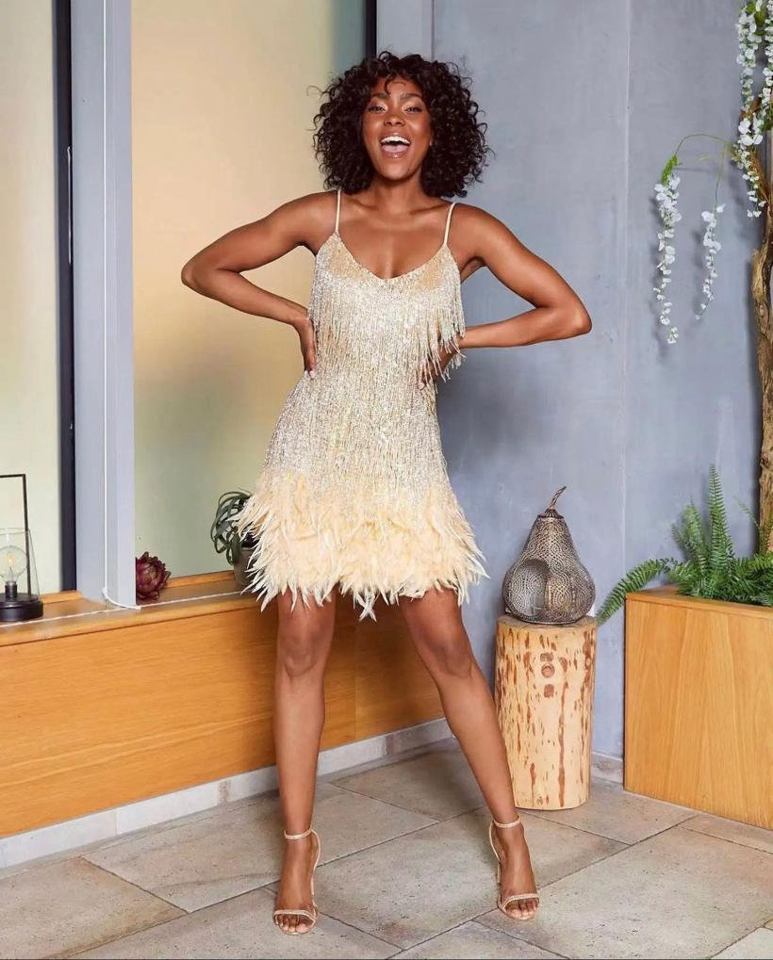 Gold Sequin Mini Dress – Sparkly Body-con Party Gown main image 1