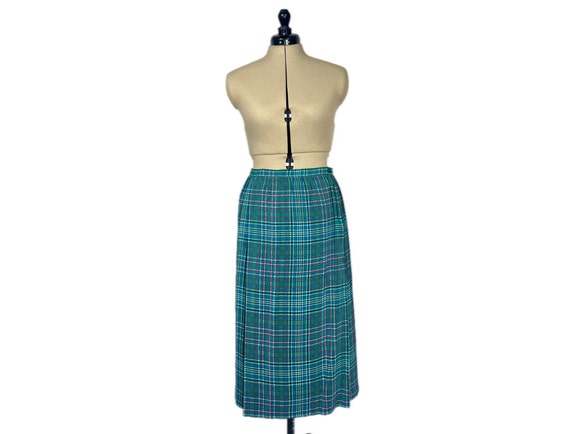 Vintage 70s Plaid Silk Skirt by Lanvin - Size S - image 2