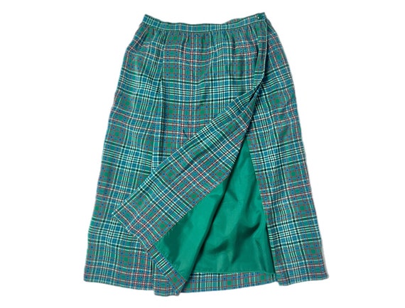 Vintage 70s Plaid Silk Skirt by Lanvin - Size S - image 7