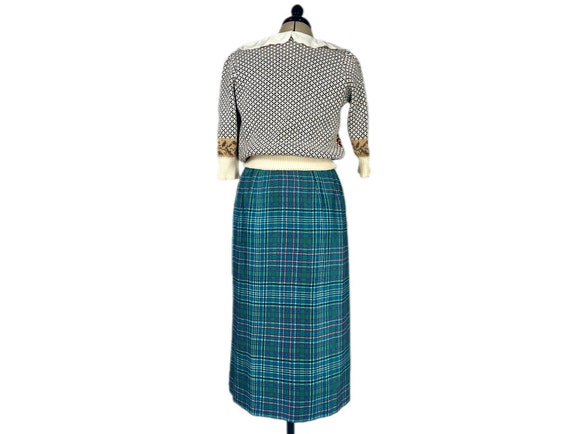 Vintage 70s Plaid Silk Skirt by Lanvin - Size S - image 4