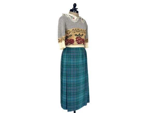 Vintage 70s Plaid Silk Skirt by Lanvin - Size S - image 3