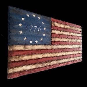 1776 Hand Crafted Wooden Flag