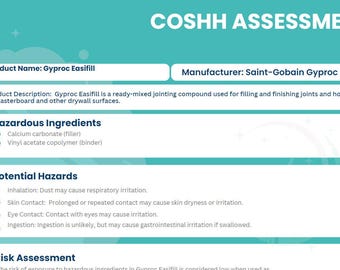 Gyproc Easifill COSHH Assessment