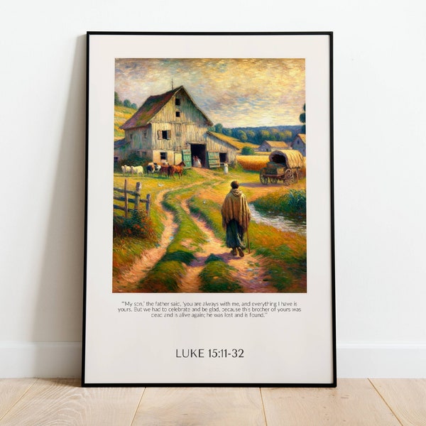 The Parable Of The Lost Son INSTANT DOWNLOAD | Luke 15:11-32 |  Prodigal Son | Bible Art | Christian impressionist art