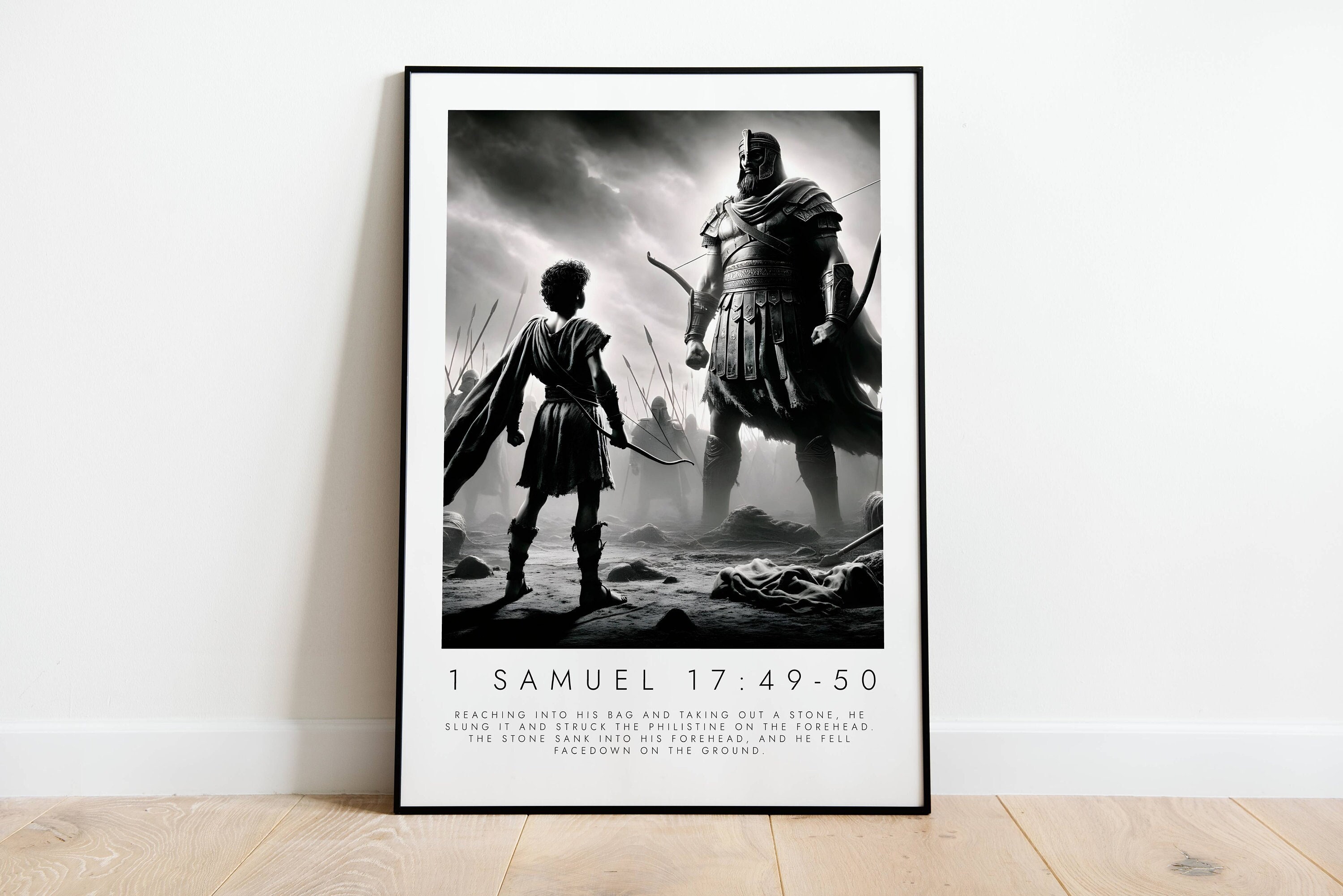 David and Goliath PHYSICAL PRINT | 1 SAMUEL 17:49-50 | Jesus Bible ...