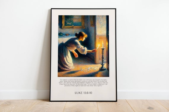 The Parable of the Lost Coin PHYSICAL PRINT | Luke 15:8-10 | Bible