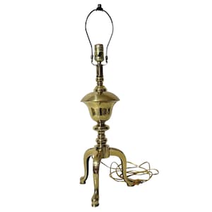 Vintage Solid Brass Tripod Table Lamp | Hollywood Regency 3 Leg Lamp | 26 Inch Tall | Gold Traditional Lighting | Accent Home Decor