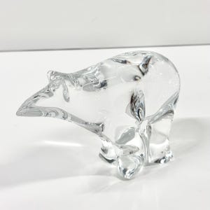 Glass Polar Bear Figurine | 3.5” Clear Art Glass Animal Sculpture | Minimalist Winter Decor | Crystal Style Wildlife Paperweight