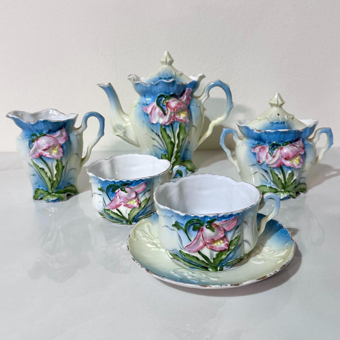 Southern Tea Set Vintage Floral Tea Set | 6 Piece Hand Painted Tea Set | Cottagecore ...
