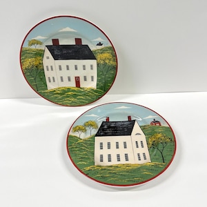 Warren Kimble Country Life 8.25” Plates by Sakura | 1998 Brandon House | Farmhouse Folk Art Americana Country Decor | Fall Display Plates