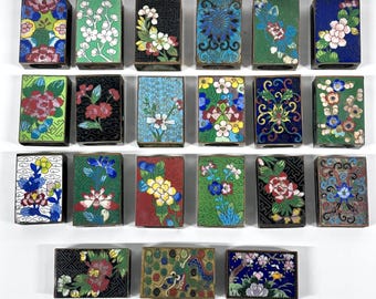 Vintage Chinese Cloisonné Matchbox Holder | Floral Enamel Metal Match Box Cover | Antique Asian Art Decor | Handcrafted | Pick Your Design