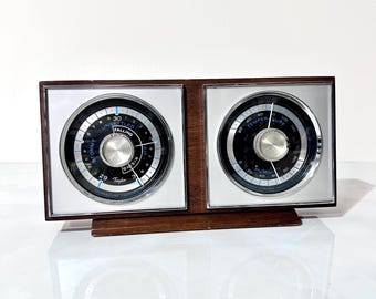 Vintage Taylor Weather Station Barometer Thermometer Hygrometer | Mid Century Modern Wood Desk Decor | Scientific Instrument Weather Gauge