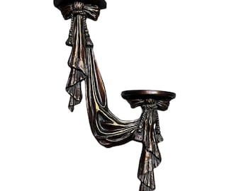 Hollywood Regency Wall Sconce Shelf | Dorothy Draper Style Tassel Swag Decor