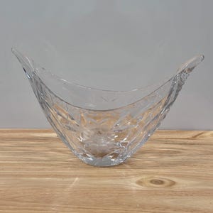 Vintage Cut Crystal Bowl with Etched Flower | Decorative Glass Centerpiece | Floral Pattern Glass Dish | Elegant Home Decor
