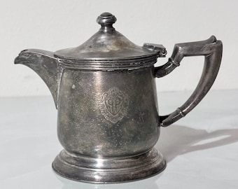Vintage Silverplate Creamer Pot | The Plaza by International Silver Co | 8oz Hinged Lid Serveware | Farmhouse Kitchen Decor | Hotel Decor