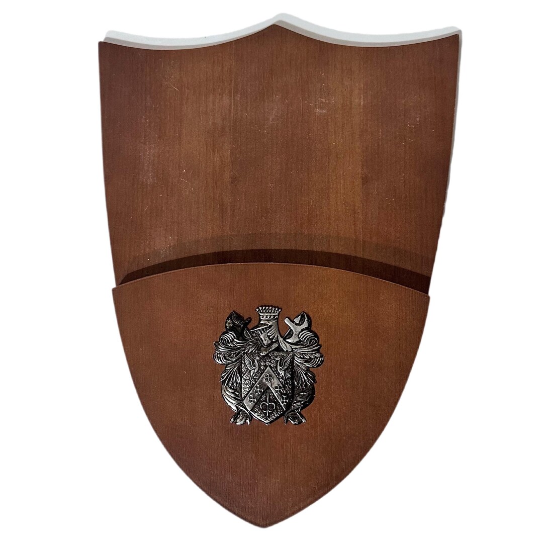 Vintage Wall Hanging Knife Block Wood Shield With Coat of Arms | 6 Slot ...
