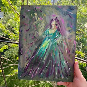 Impresión artística de retrato femenino, decoración abstracta, tarjeta de felicitación