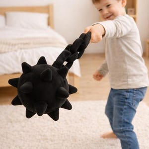 Plush Medieval Mace with Chain – Soft Knight Toy Weapon – Safe Fantasy Cosplay Prop – Decorative Gift for Kids
