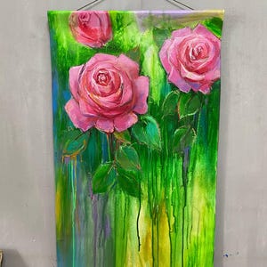 Póster moderno de rosas en lienzo (85 x 50 cm): regalo elegante, decoración de pared moderna y elegante. Diseño de rosas (85 x 50 cm).