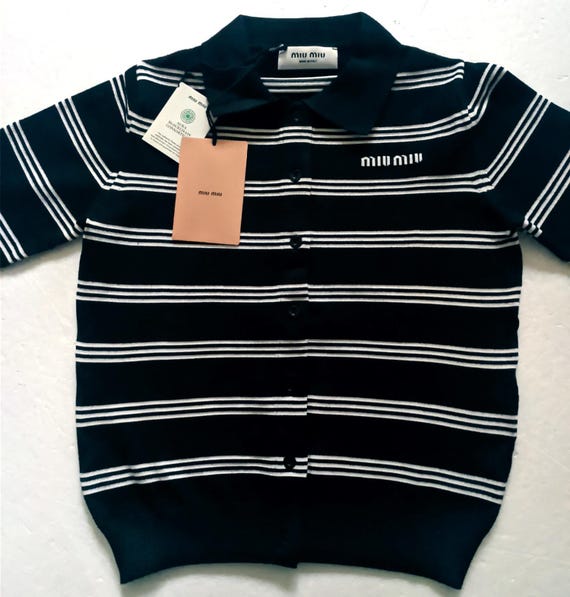 MIU MIU Womens Black Button Down Collared Cardiga… - image 2