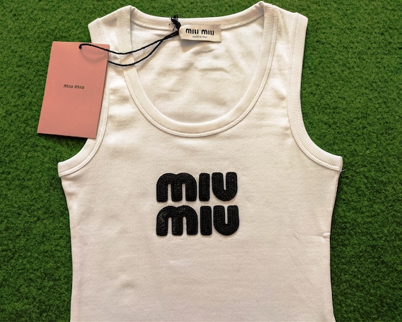 ✨miu miu ✨ロゴ タンクトップ サイズ36 MIU MIU Womens Cotton White Tanktop Size Xs,s,m,l - Etsy