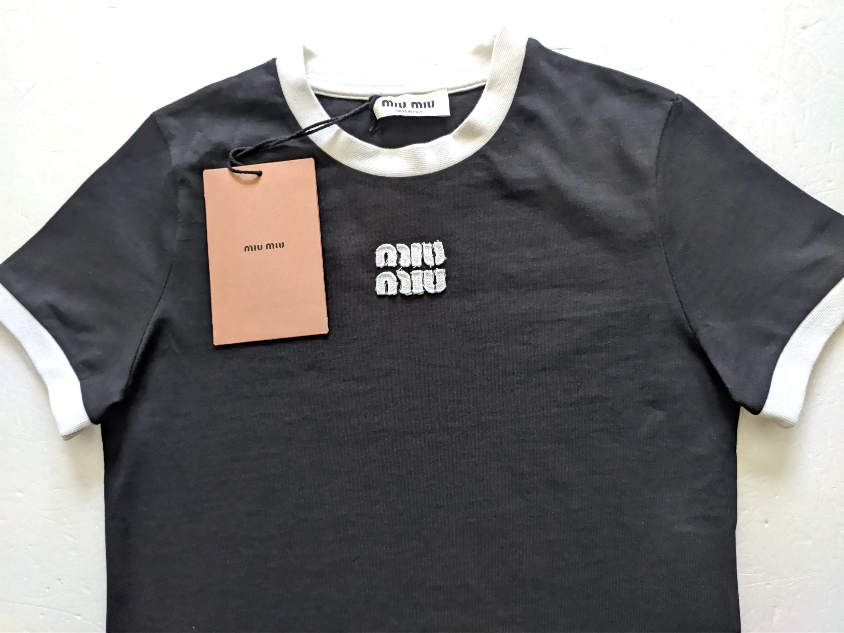 miumiu風　Tシャツ　S MIU MIU Womens Cotton Black T-shirt Size Xs,s,m,l - Etsy